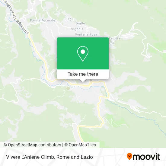 Vivere L'Aniene Climb map
