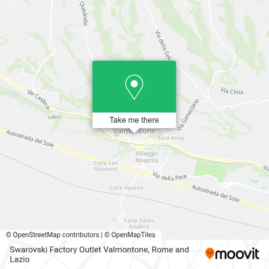 Swarovski Factory Outlet Valmontone map