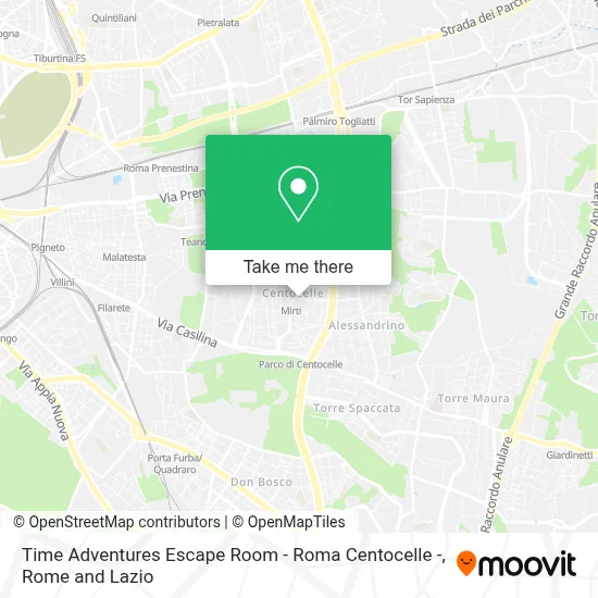 Time Adventures Escape Room - Roma Centocelle - map