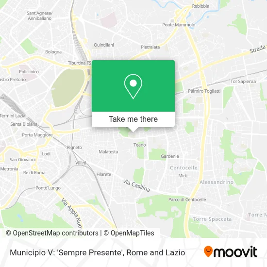 Municipio V:  'Sempre Presente' map