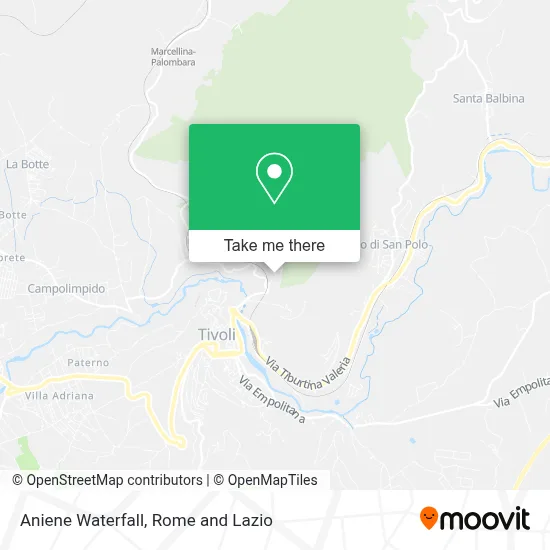 Aniene Waterfall map