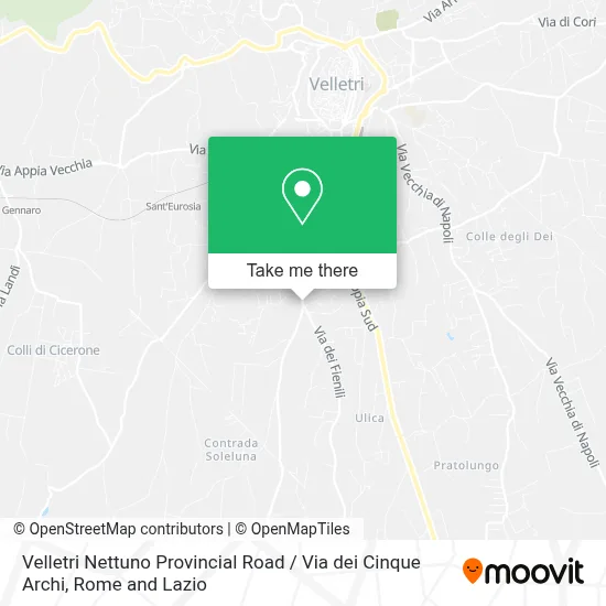 Velletri Nettuno Provincial Road / Via dei Cinque Archi map