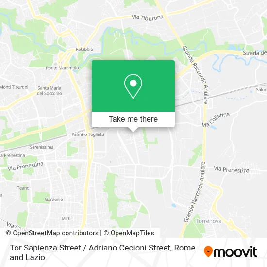 Tor Sapienza Street / Adriano Cecioni Street map