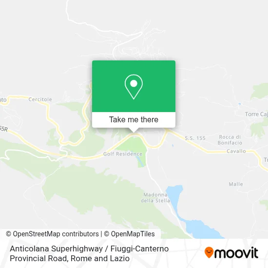Anticolana Superhighway / Fiuggi-Canterno Provincial Road map