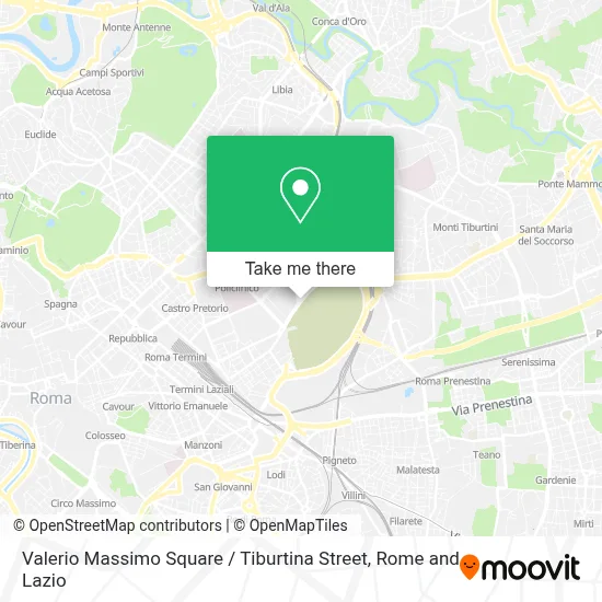 Valerio Massimo Square / Tiburtina Street map
