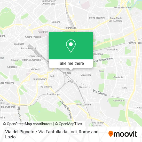 Pigneto Street / Fanfulla da Lodi Street map