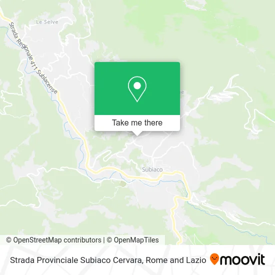 Strada Provinciale Subiaco Cervara map
