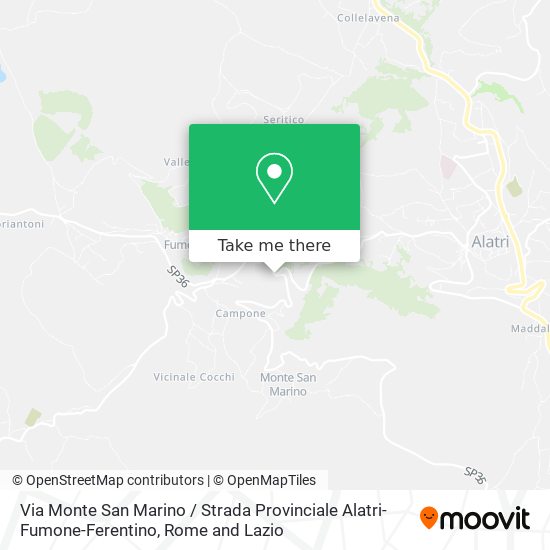 Via Monte San Marino / Strada Provinciale Alatri-Fumone-Ferentino map