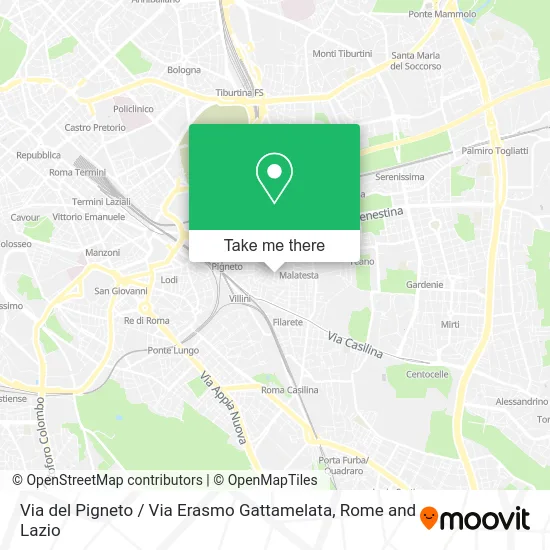 Pigneto Street / Erasmo Gattamelata Street map