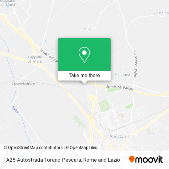 A25 Autostrada Torano-Pescara map