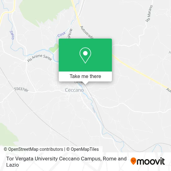 Tor Vergata University Ceccano Campus map