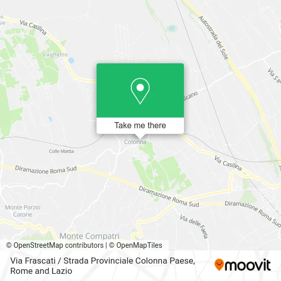 Frascati Street / Colonna Country Provincial Road map