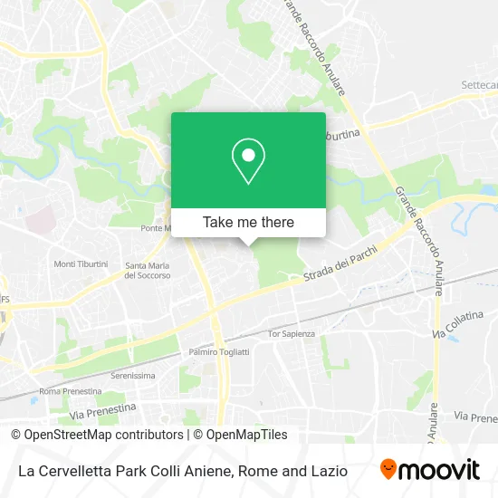 La Cervelletta Park Colli Aniene map