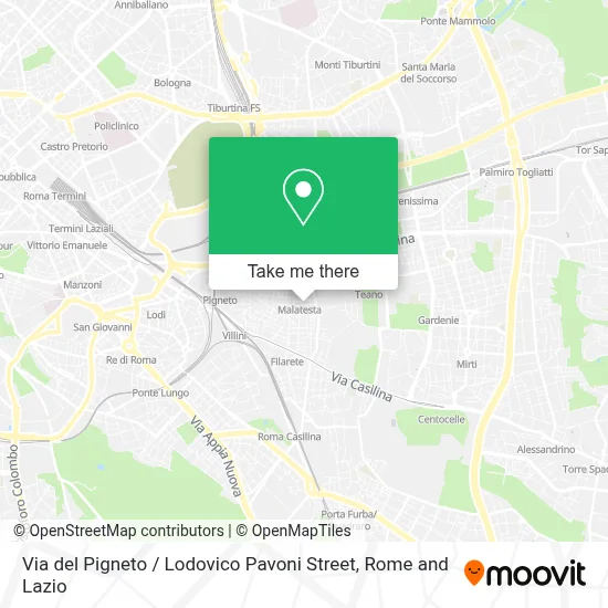 Via del Pigneto / Lodovico Pavoni Street map