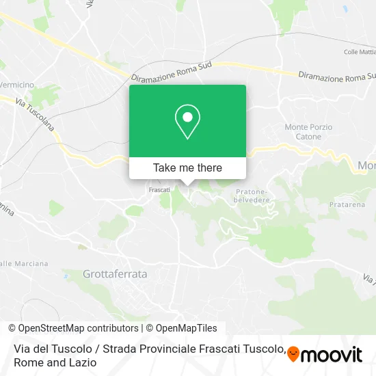 Via del Tuscolo / Frascati Tuscolo Provincial Road map