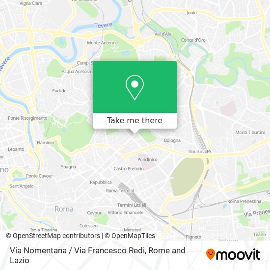 Via Nomentana / Via Francesco Redi map