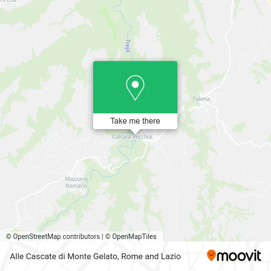 Monte Gelato Waterfalls map