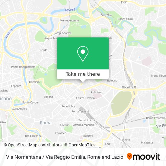 Via Nomentana / Via Reggio Emilia map