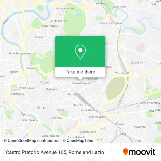 Castro Pretorio Avenue 105 map