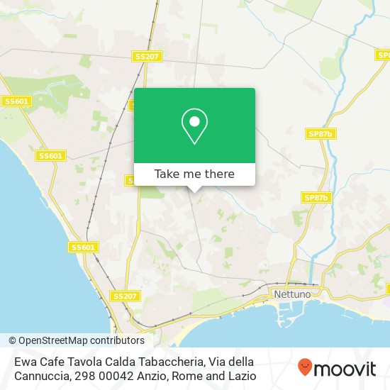 Ewa Cafe Tavola Calda Tabaccheria, Via della Cannuccia, 298 00042 Anzio map