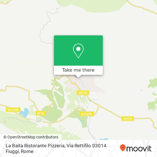La Baita Ristorante Pizzeria, Via Rettifilo 03014 Fiuggi map