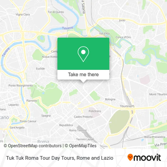 Tuk Tuk Rome Tour Day Tours map