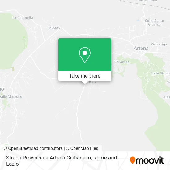 Provincial Road Artena Giulianello map