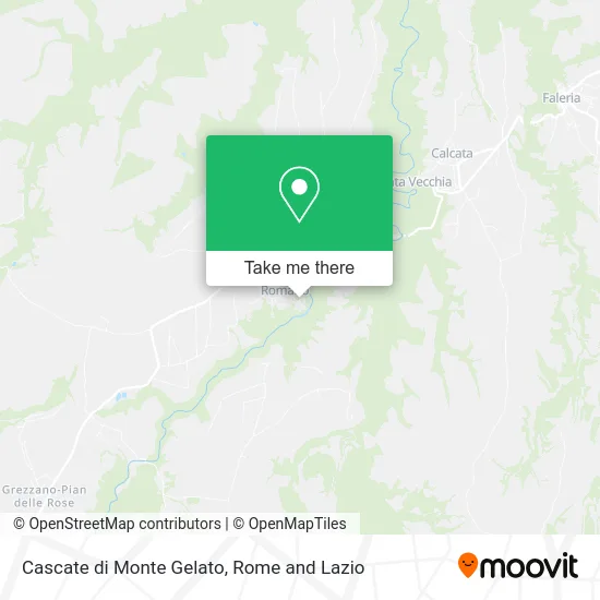 Monte Gelato Waterfalls map