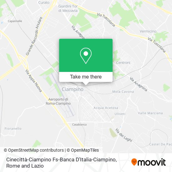 Cinecittà-Ciampino Fs-Banca D'Italia-Ciampino map