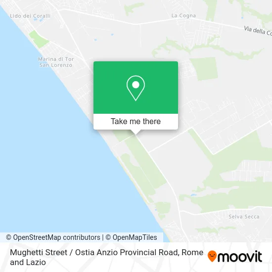 Mughetti Street / Ostia Anzio Provincial Road map