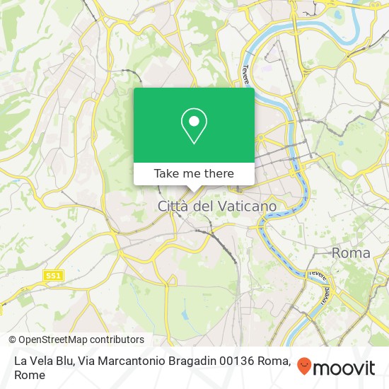 La Vela Blu, Via Marcantonio Bragadin 00136 Roma map