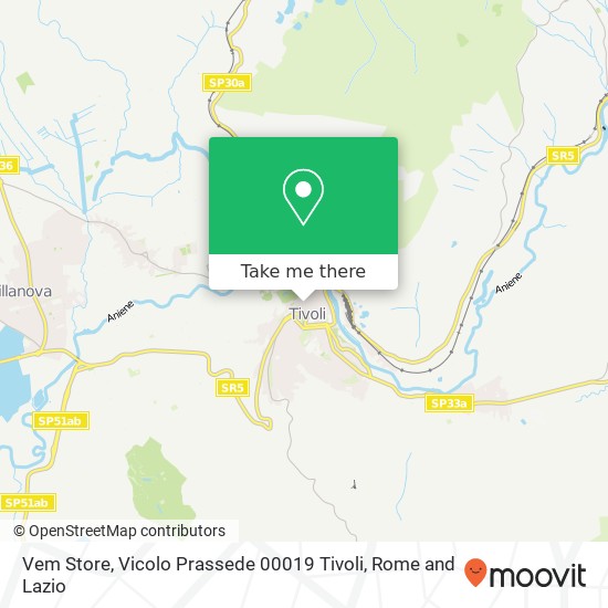 Vem Store, Vicolo Prassede 00019 Tivoli map