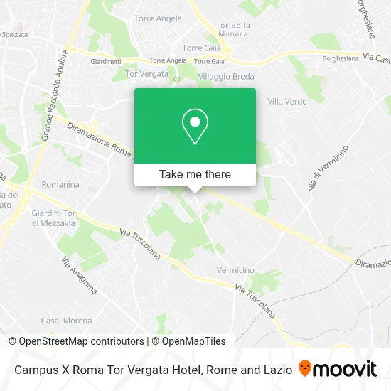 Campus X Roma Tor Vergata Hotel map