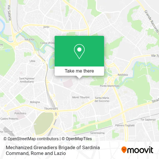 Mechanized Grenadiers Brigade of Sardinia Command map