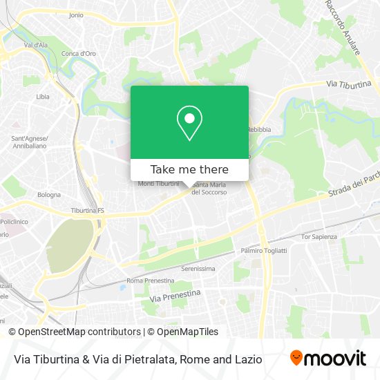 Via Tiburtina & Via di Pietralata map