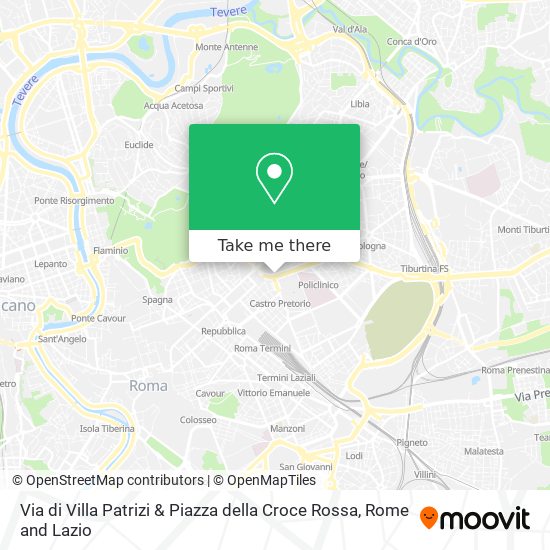 Via di Villa Patrizi & Piazza della Croce Rossa map