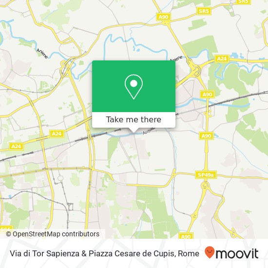 Via di Tor Sapienza & Piazza Cesare de Cupis map