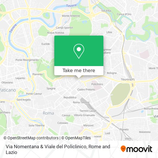 Via Nomentana & Viale del Policlinico map
