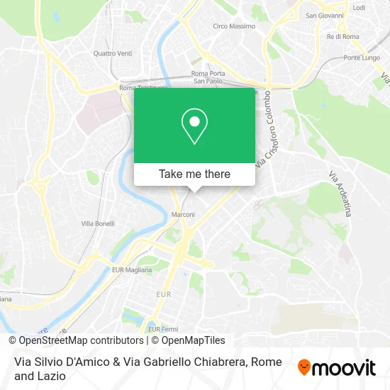 Via Silvio D'Amico & Via Gabriello Chiabrera map