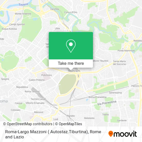 Rome-Largo Mazzoni (Tiburtina Bus Station) map
