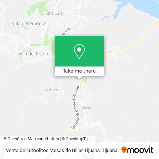 Mapa de Venta de Futbolitos,Mesas de Billar Tijuana