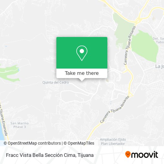 Mapa de Fracc Vista Bella Sección Cima