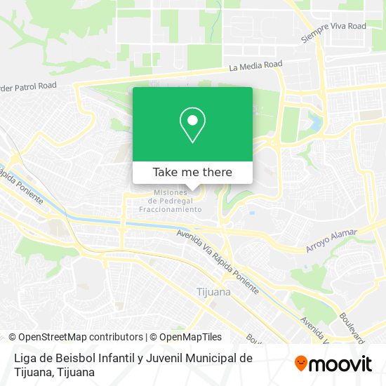 Liga de Beisbol Infantil y Juvenil Municipal de Tijuana map