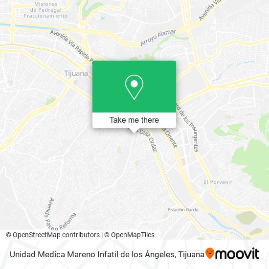 Mapa de Unidad Medica Mareno Infatil de los Ángeles