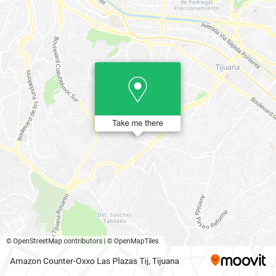 Amazon Counter-Oxxo Las Plazas Tij map