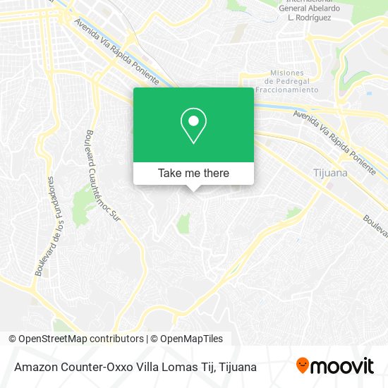 Amazon Counter-Oxxo Villa Lomas Tij map