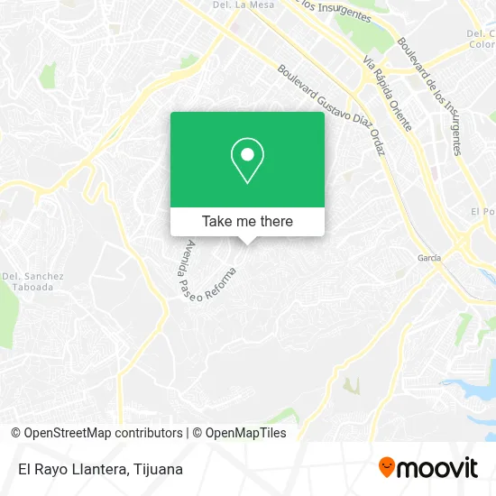 El Rayo Llantera map
