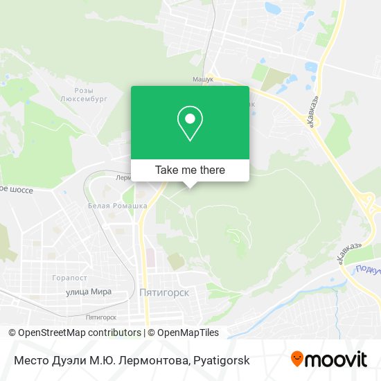 Место Дуэли М.Ю. Лермонтова map