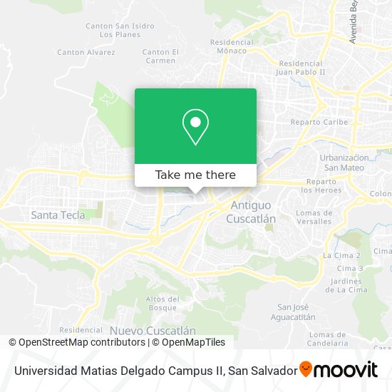 Mapa de Universidad Matias Delgado Campus II