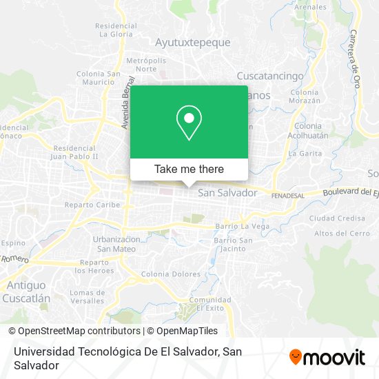 How to get to Universidad Tecnológica De El Salvador in San Salvador by Bus?